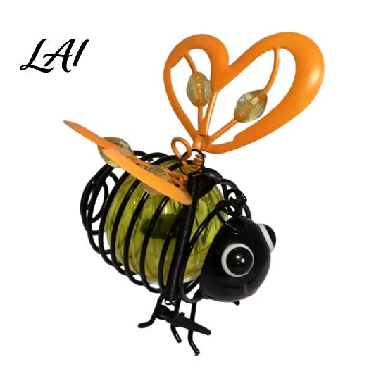 Whimsical Bee Yard Decorations Solar Powered Hanging Lights Metal Bouncy Spring Ornaments IP65 Waterproof Outdoor Lights Fairy for Backyard