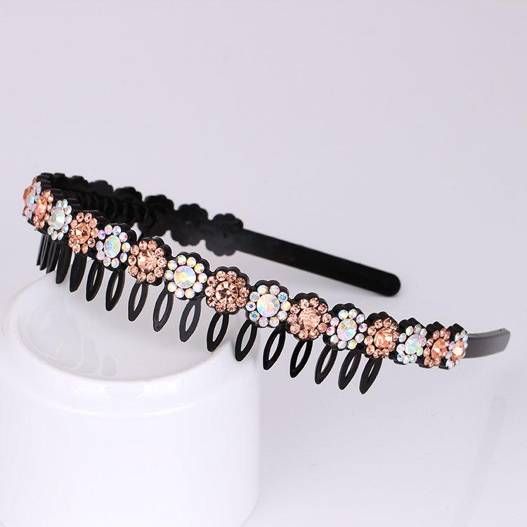 Корейская повязка на голову со стразами 2022 года: Черная акриловая шпилька для волос с бриллиантами, модный волнистый дизайн для женщин.