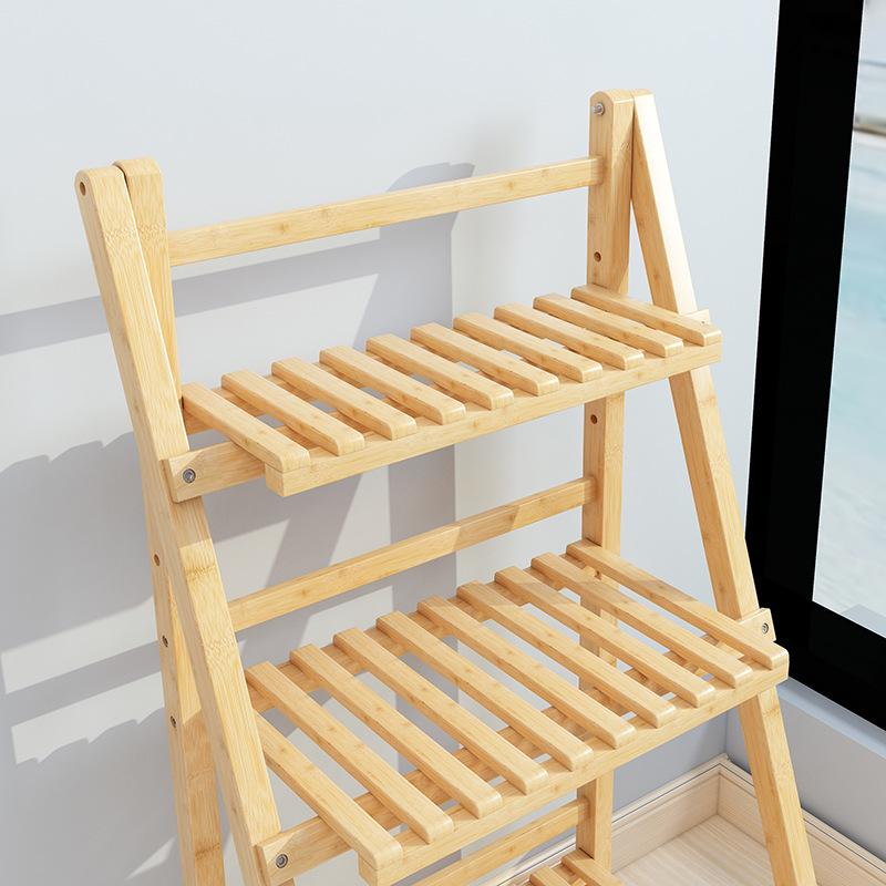 Складная многослойная подставка для цветов из бамбука: Внутренние и наружные экспозиции суккулентов и растений