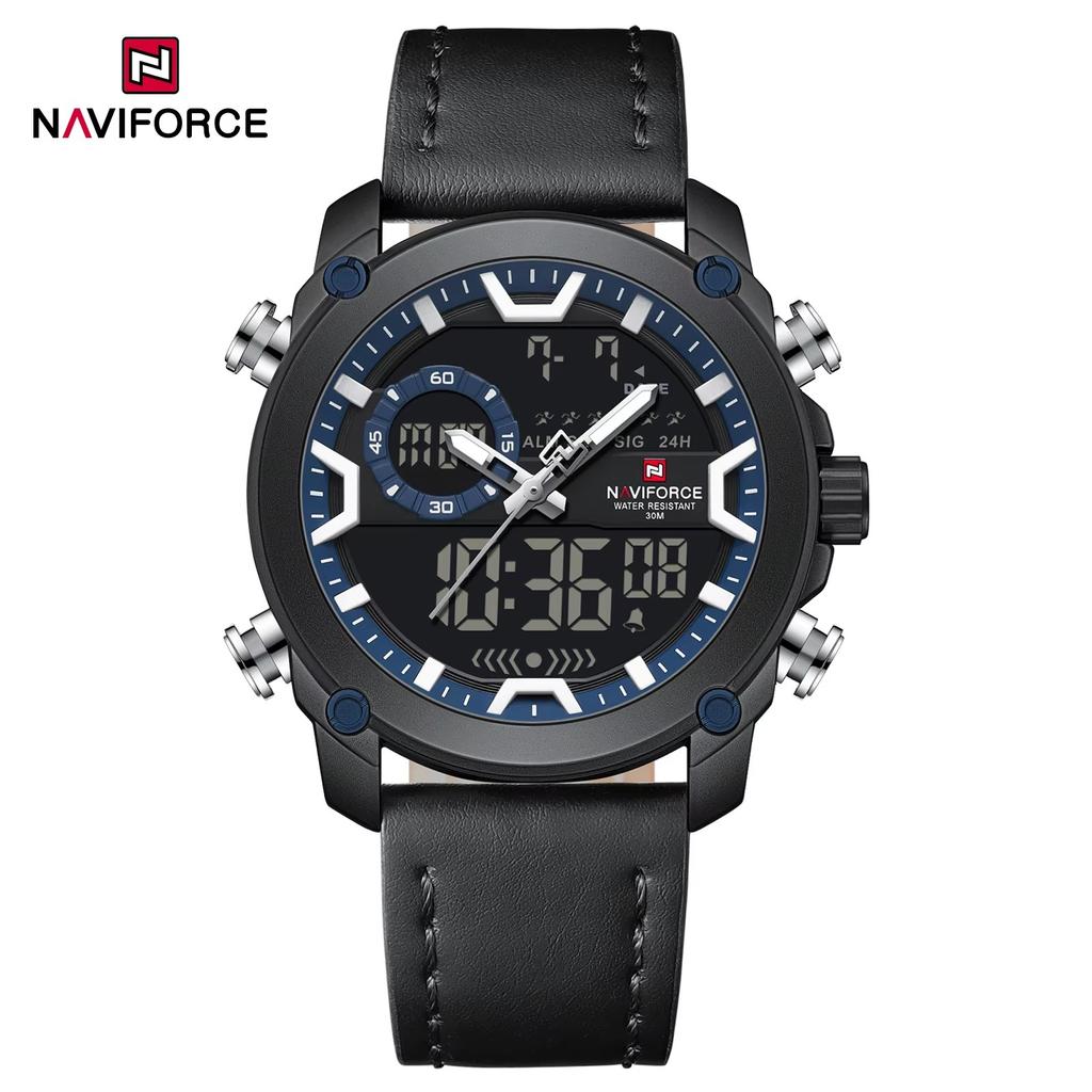 NAVIFORCE 9261Watch for Men Multifunction Chronograph Couple Bracelet Women Quartz Watches Leather Waterproof Calendar Clock
