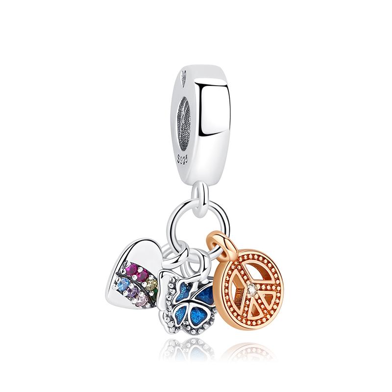 Оригинальные подвески Lucky Horseshoe Clover кулон бусины подходят Pan Brand браслеты ожерелья DIY ювелирные изделия для женщин