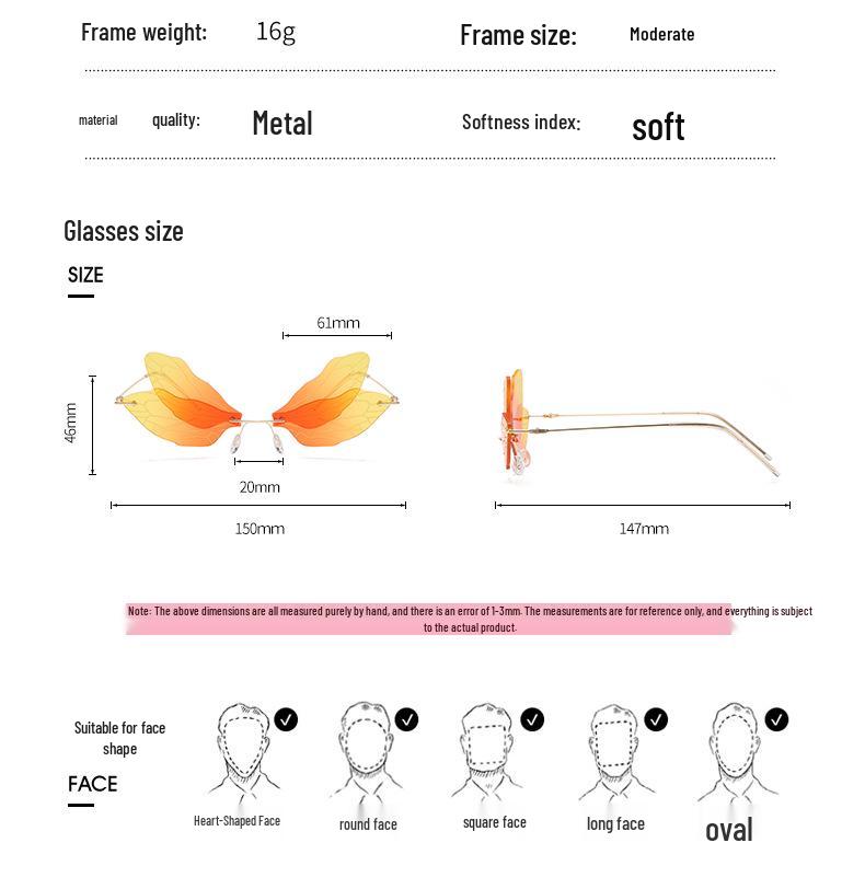 Трендовые безободковые солнцезащитные очки-градиент «Стрекоза» для женщин, 2024