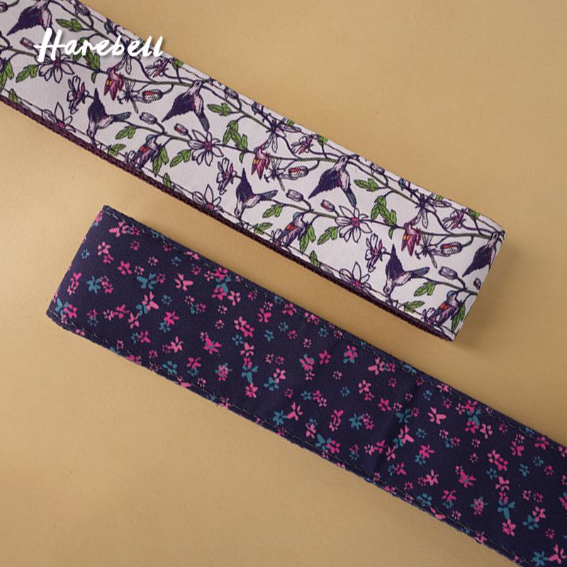 Floral Bird & Branch Print Electric Guitar Strap, PU Leather - Crape Myrtle Flower Design