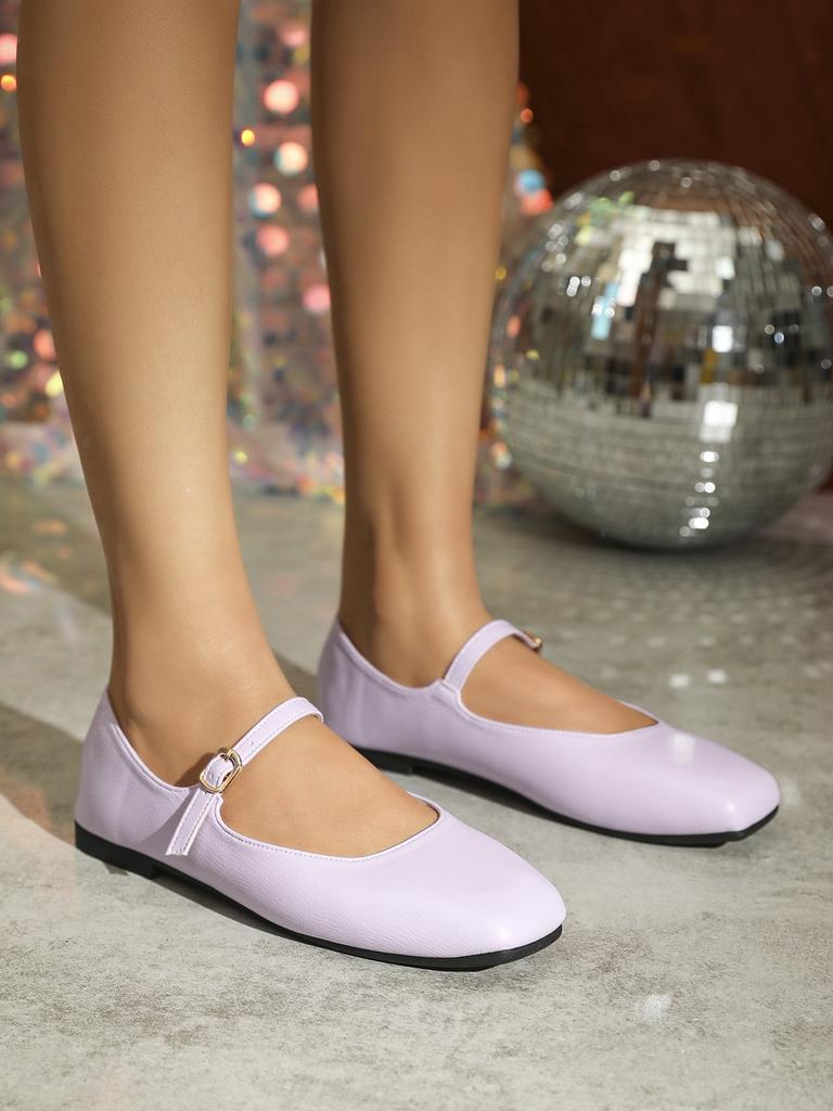 Women's Flats Elegant Soft Sole Ballet Shoes Square Head Single Shoe Mary Jane Shoes High Quality Small Leather Shoes for Women