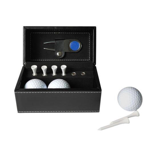 1 комплект подарочной коробки для гольфа с 3 мячами 6 тройников, металлический инструмент для ремонта Divot, зажим для шляпы, комплект аксессуаров для гольфа, чехол из искусственной кожи для мужчин и женщин, профессиональный новичок