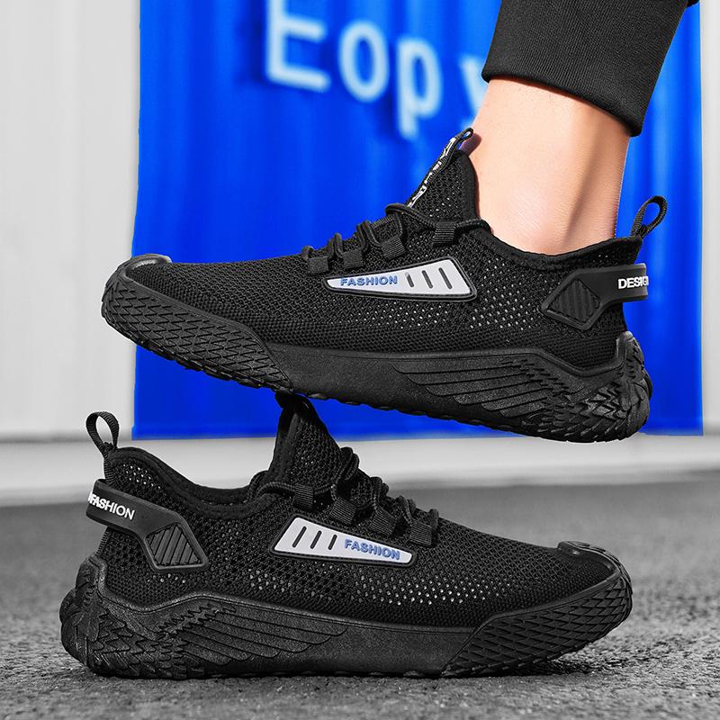 2024 летние спортивные мужские летающие плетеные универсальные дышащие легкие нескользящие повседневные туфли с мягкой подошвой