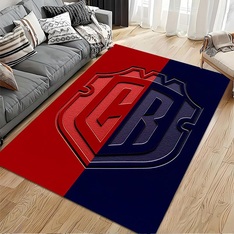 Split Red and Blue Shield Design suitable as a non-slip mat for the living room or bedroom sofa
