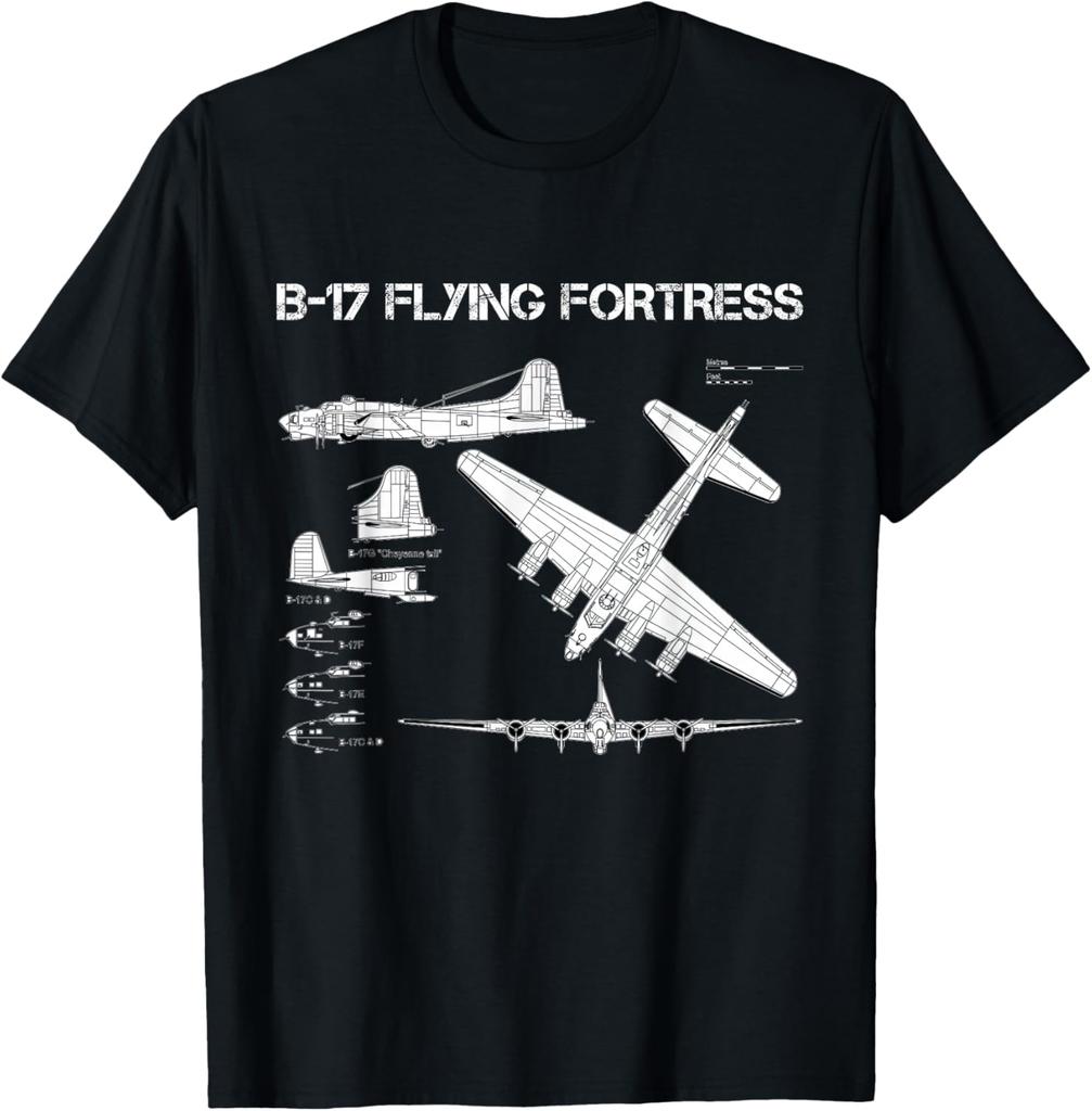 B17 Flying Fortress blueprints T-shirt