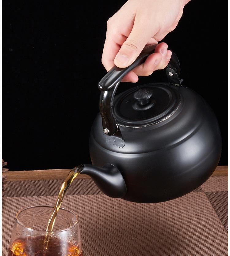 Утолщенный черный классический чайник из нержавеющей стали для ресторана и отеля, подходит для индукционных плит, маленький чайник для чайной церемонии.