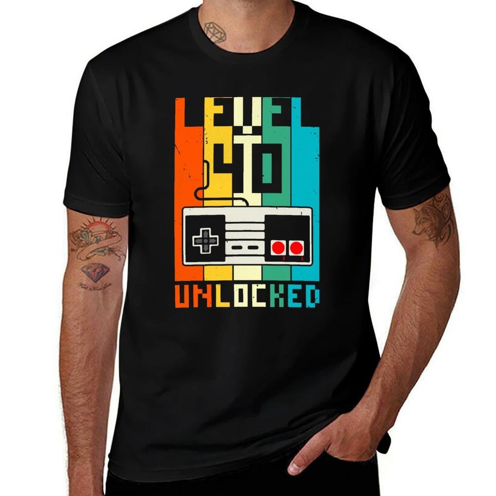 Level 40 Unlocked 40th Birthday Gift for Video Gamers TShirt affliction shirts quickdrying vintage Unisex clothing