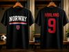 2026 New Erling Haaland Number 9 Norway Flag Shield Tshirt Double Sided Print Vintage Soccer Fans Graphic Tees Loose Fit Summer