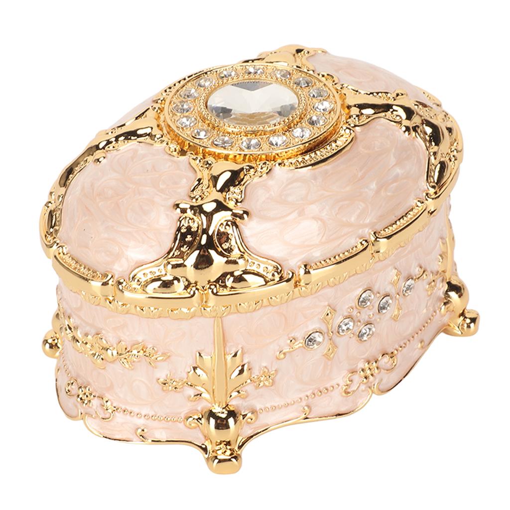 Vintage Jewelry Box Oval Trinket Metal Decorative Rings Necklace Organizer Box for Women Girls
