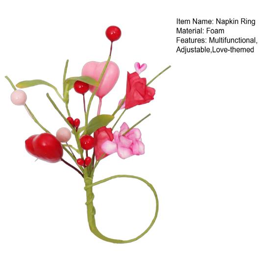 Heart Shaped Napkin Rings Simulated Flower Napkin Holder for Valentine's Day And Wedding Elegant Table Setting Decor