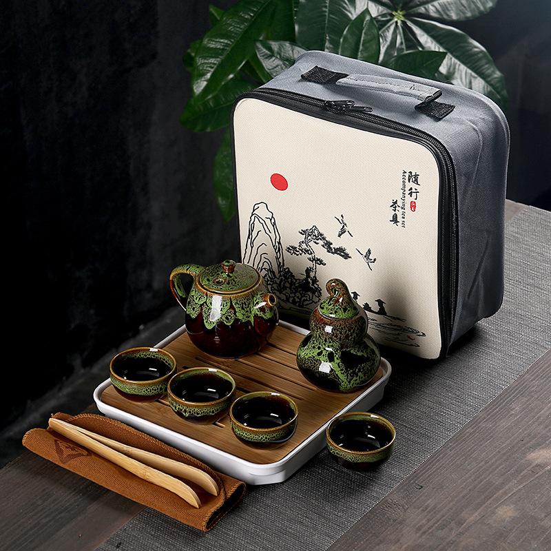 Ceramic Goods Kiln Change Portable Travel Tea Set Business Company Gift