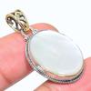 Natural Mother Of Pearl Gemstone 925 Sterling Silver Two Tone Pendant 1.34" O4Y56