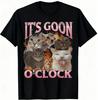 It's Goon O'Clock_ Laughing Cat Meme T-Shirt Round Neck Short Sleeve Humorous  Womens Tshirt _ Bold Text Style