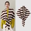 Women Knitted Shawl Wrap Striped Print Cardigan Cape Wool Cashmere Scarf Comfortable Ladies Accessory