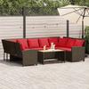 VidaXL Garden Sofa with Brown Wicker Cushions, Outdoor Sofa, Garden Seat, New Garden Sofa 3365336