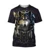 2023 New Men's T-shirt Wolf Print Jersey Summer O Neck Casual Short Sleeve Blouse Oversized Daily Sweatshirt Cheap Mens Clothing