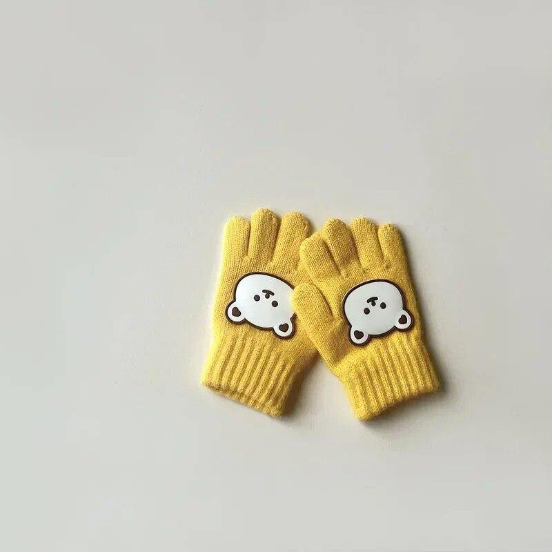 1 пара кавайных перчаток для детей, для мальчиков и девочек, осенне-зимние теплые перчатки для малышей, милые перчатки с мультяшным медведем для маленьких детей, уличные