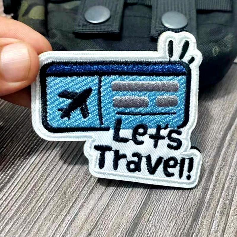 Mountaineering Hiking Sunset Airplane Badge Embroidery Velcro Cloth Sticker Outdoor Backpack Decoration Embroidery Sticker