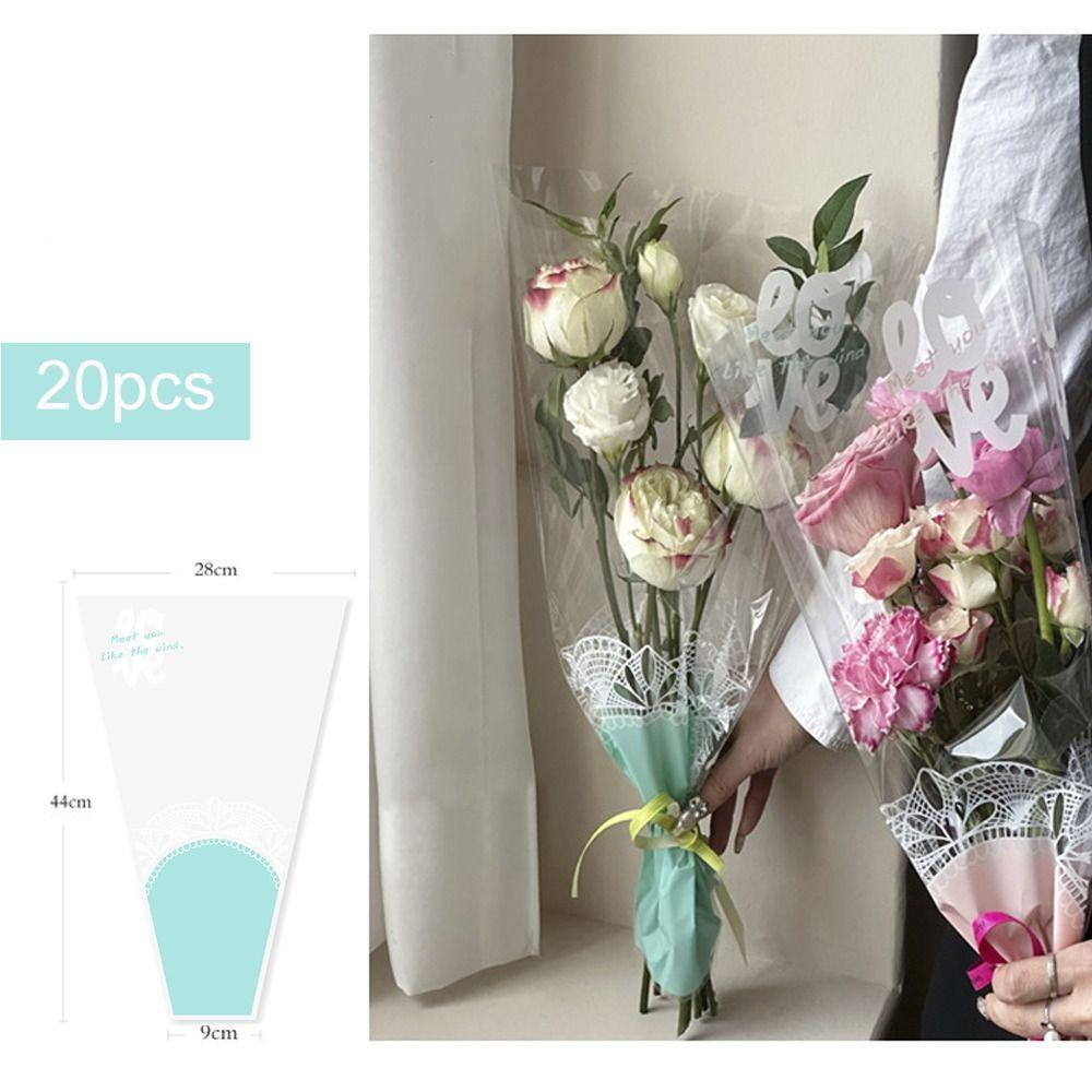 20/30PCS Transparent Rose Packing Sleeve Bag Wrapping Sleeve Flower Packaging Bag Valentine's Day