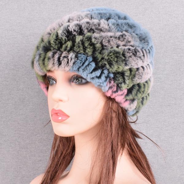 Зимняя теплая вязаная меховая шапка из кроличьего меха с ананасом, женские толстые шапки, шапочки для мамы