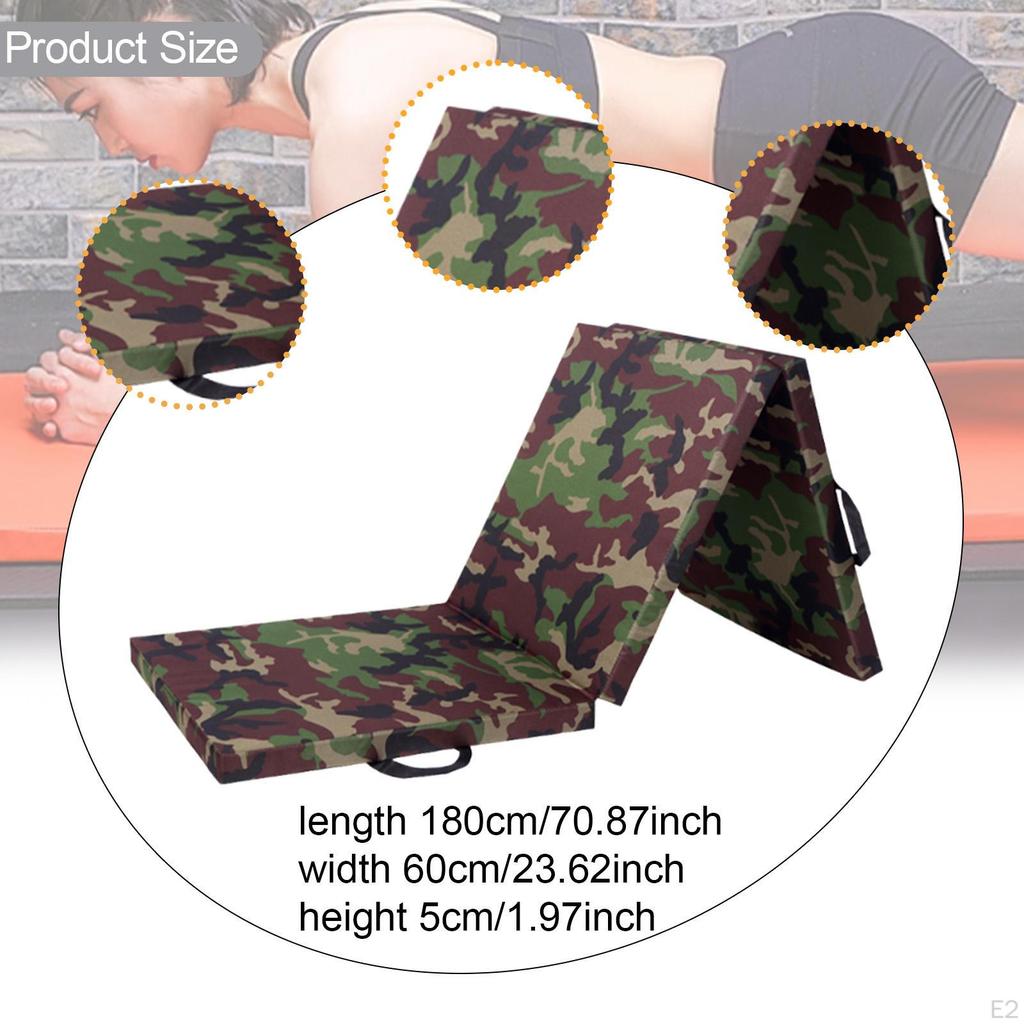 Three Fold Exercise Mat Nonslip Portable Easy To Carry Gymnastics with Handles for Stretching