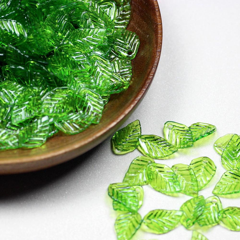 High Quality Materials DIY Ornament Green Hair Accessories Handmade Beads Creative Pendants Glass Leaves 50Pcs Tracing Golden Earring Jewelry Making