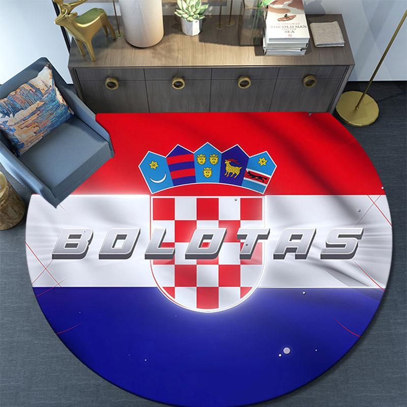 Croatia National Football Team pattern round rug,Carpet Rug for Living Room Bedroom Playroom ,Non-slip Floor Mat,Holiday Gifts and Birthday Gifts.
