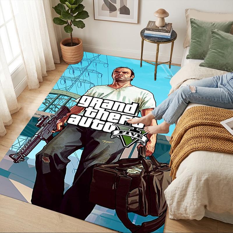 Коврик Нескользящий Ковер для Гостиной с Изображением GTA V Мягкий Ковер для Спальни Игровой Комнаты Дивана Офиса Домашний Декор Придверный Коврик Рождественский Подарок C9211756