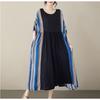 Cotton Linen Plus Size Vintage Printed Dresses Autumn Clothing Women Casual Loose Long Summer Dress