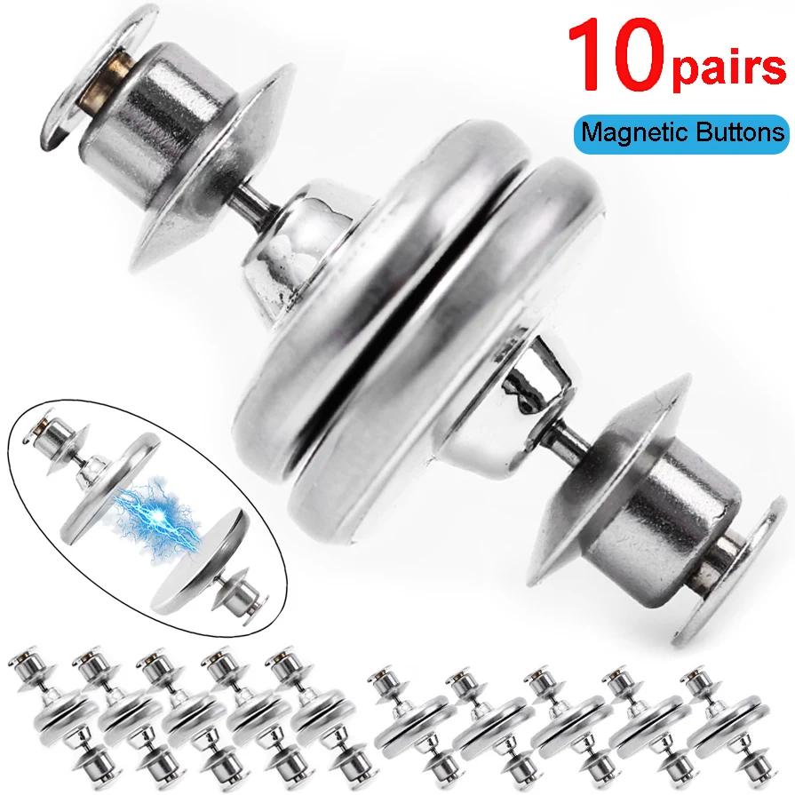10Pairs Magnetic Buckles for Curtain Closed Shading Tool Nail Free Detachable Strong Magnet Button Metal Buckle Home Office Clip