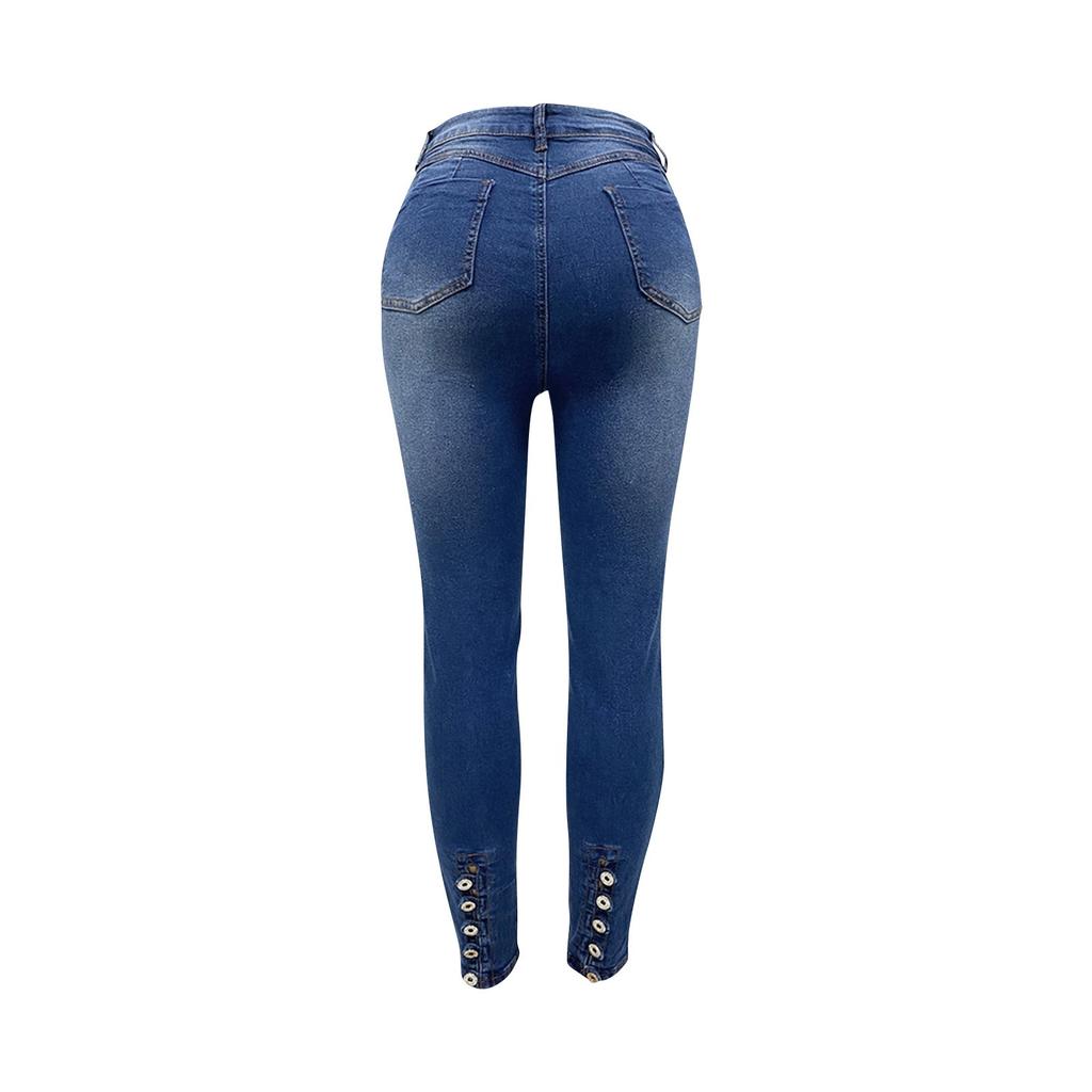 Women's Fashionable Solid Color Slim Fit Jeans With Slim Fit And Small Feet