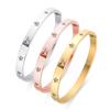 Luxury Cubic Zirconia Bangles Shiny Star Stainless Steel Bracelets for Women 18K Gold Plated Jewelry Romance Party Gifts