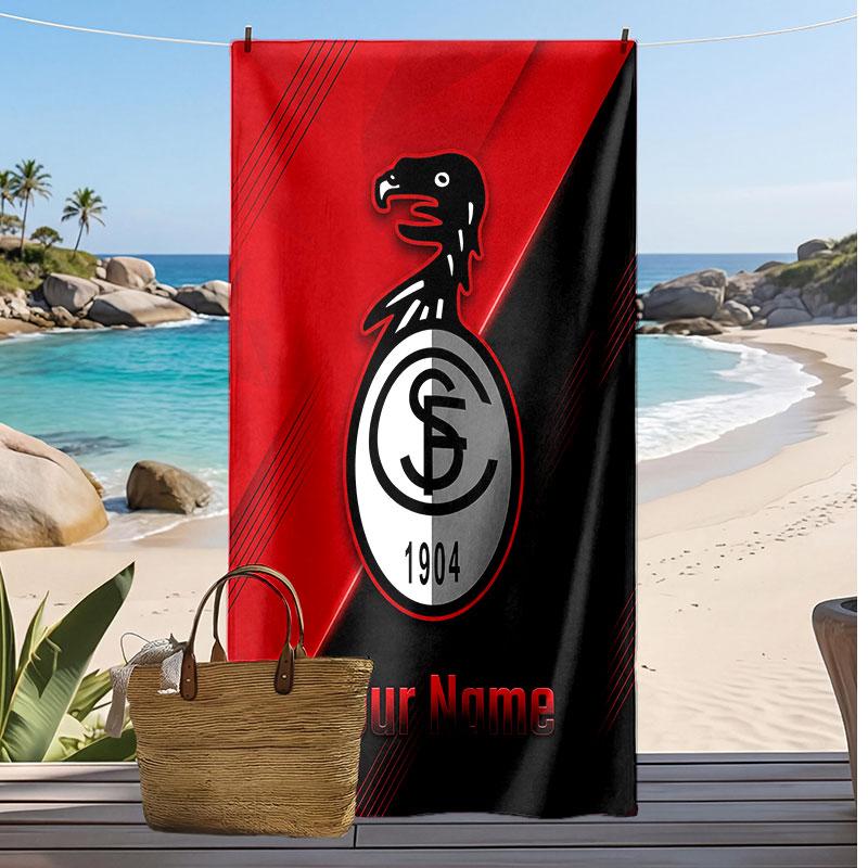 SC Freiburg FC Personalized Printed Beach Towel Soccer Logo Support Custom Name Text Absorbent Towel For Sport Travel Special Gift