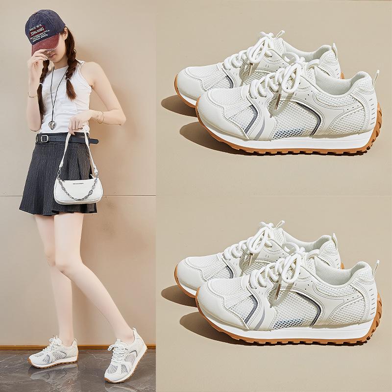 Новые женские летние туфли для папы, студенческие спортивные кроссовки для бега, повседневные кроссовки из дышащей сетки