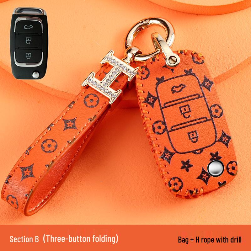 Women's High-End Cheetah CS10/CS9 Car Key Case - Classic Old Flower Design