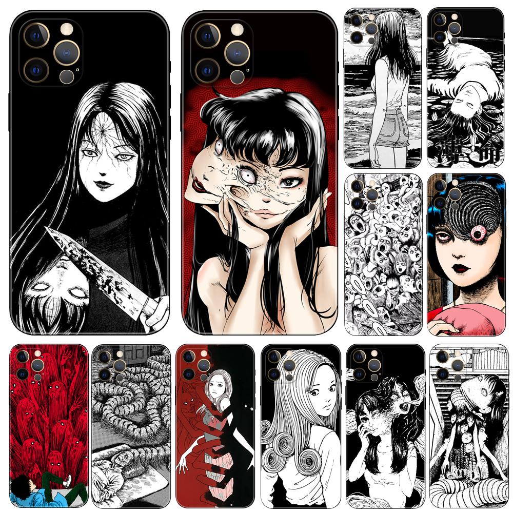 Horror Tomie Junji Ito Horror Phone Case for Iphone 5s 2020se 6s 7 8 Plus X 10 XR XS 11 12 13 Mini Pro MAX Black Tpu Back Cover