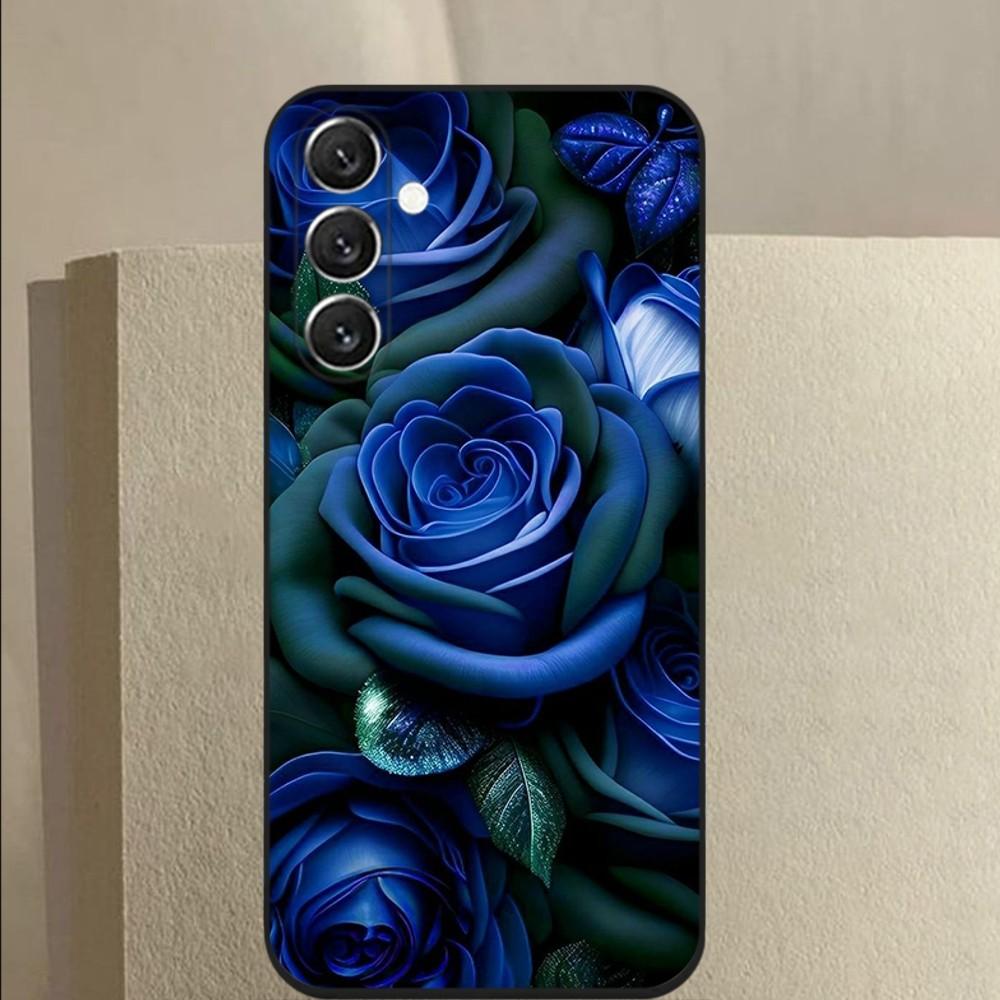 Синий цветок розы Чехол для телефона Для Samsung Galaxy A13,A21s,A22,A31,A32,A52,A53,A71,A80,A91 Мягкий черный чехол