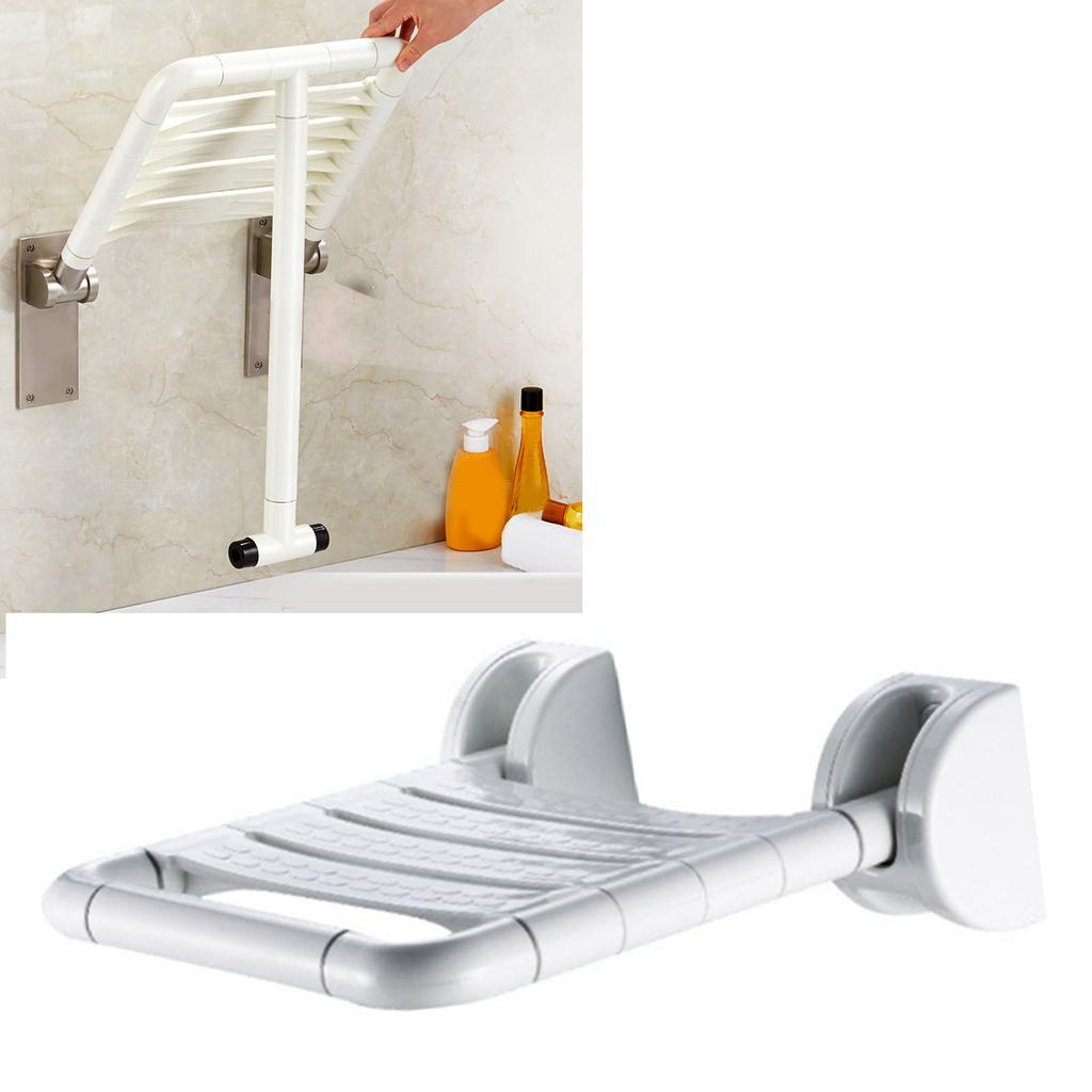 Folding Shower Seat Wall Mount Space Saving Antislip Safety Bathroom Wall Shower Bench for The
