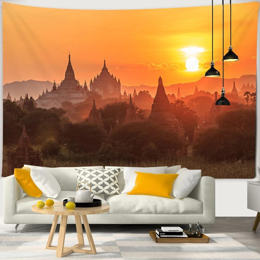 Красивый закат пейзаж узор подвесной тканевый гобелен спальня гостиная украшение на стену дома гобелен