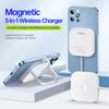 3 In 1 Portable Magnetic Wireless Charger with Stand for iPhone 16 Pro Max 15plus 14pro  Watch S10 Airpods Pro2 Devices