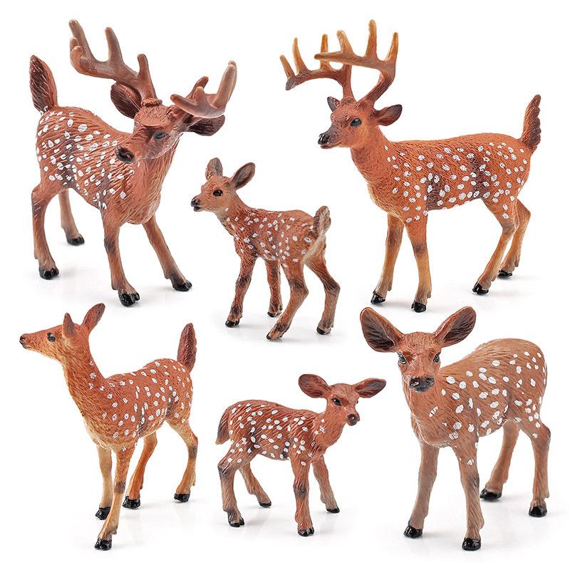 Children'S Science And Education Cognition Simulation Forest Animal Red White-Tailed Deer Elk Sika Deer Model Ornament Toy
