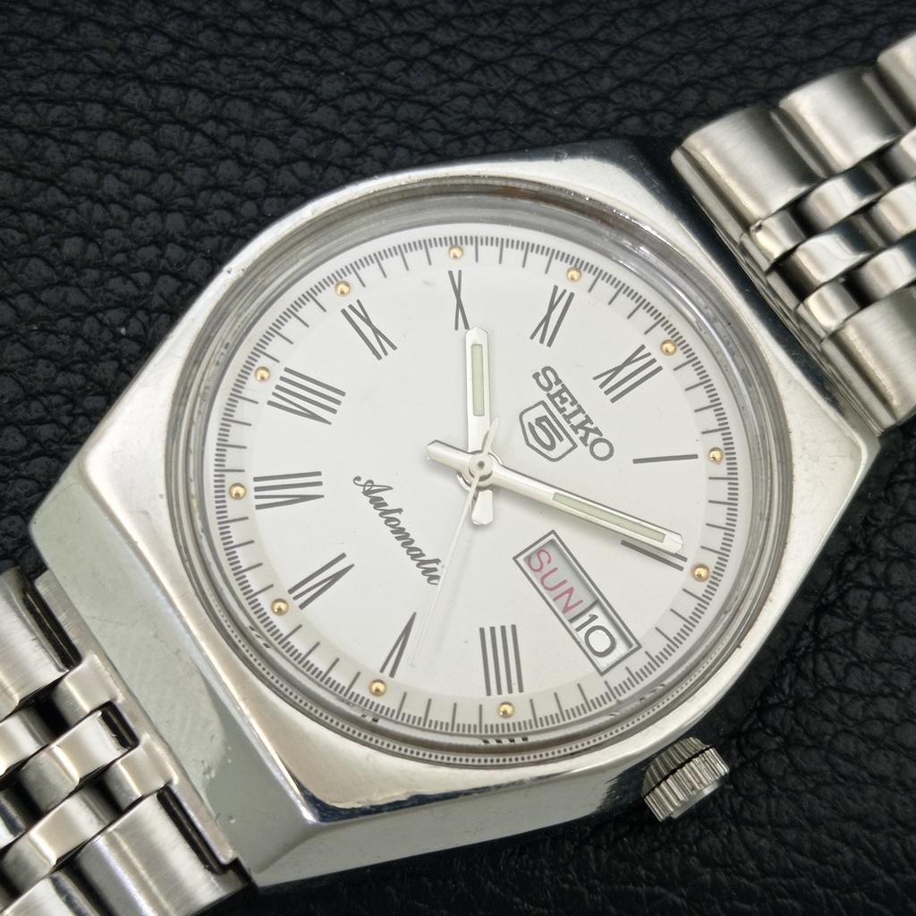 ОРИГИНАЛЬНЫЕ ВИНТАЖНЫЕ МУЖСКИЕ АВТОМАТИЧЕСКИЕ ЧАСЫ SEIKO 5 6349A ЯПОНИЯ БЕЛЫЙ ЦИФЕРБЛАТ a708331-1