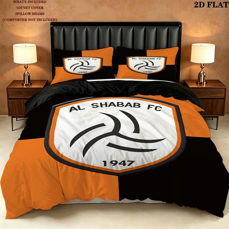 Alshabab Fc Pattern Bedding Quilt Set Quilt Cover Pillowcase Home Birthday Gift(1 * duvet cover + 2 * pillowcase, without core)