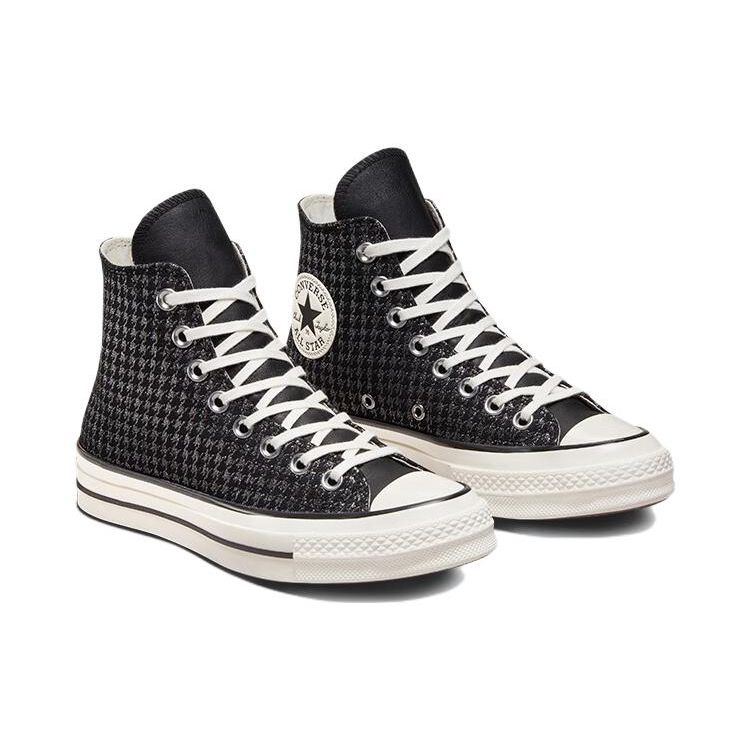 Converse Chuck 70 High Houndstooth Shine - Black Women Sneakers Pure-Silver Egret A04277C