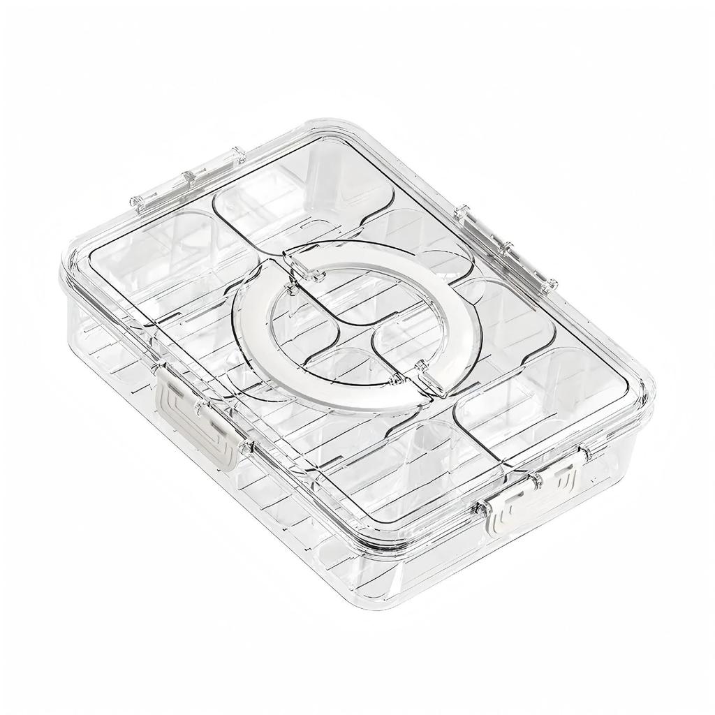 Eight-Compartment Transparent Food-Grade Storage Box for Salads and Spices