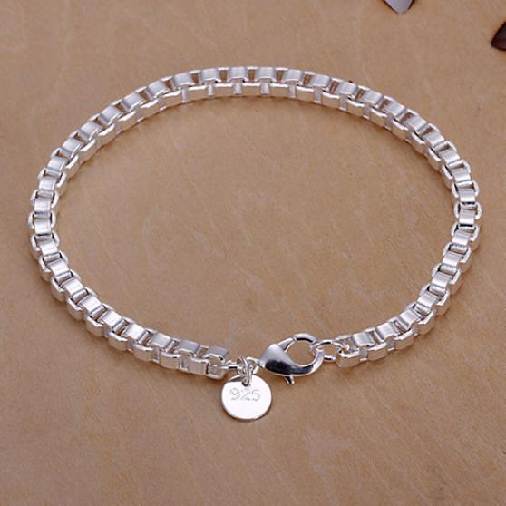 Unisex Fashion Simple Silver Plated Box Chain Bracelet Bangle Charm Jewelry MIT