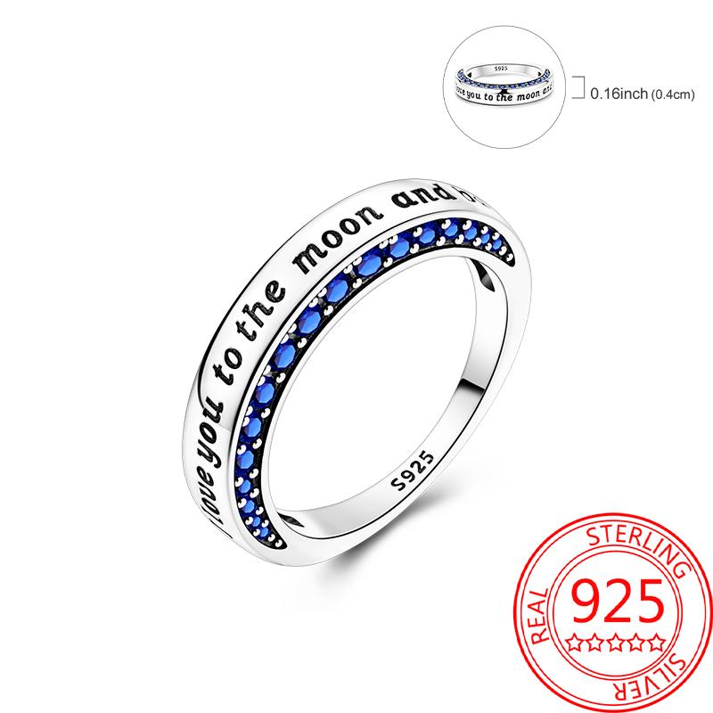 925 Silver Beautiful Stars and Moon Shining Sun Geometry Infinite Combination Ring Boutique Matching Gifts